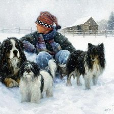 Схема вышивки «зимняя упряжка»