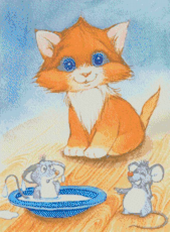 Искупался... - детское, кошки, мыши, мультики, деткам, живопись - предпросмотр