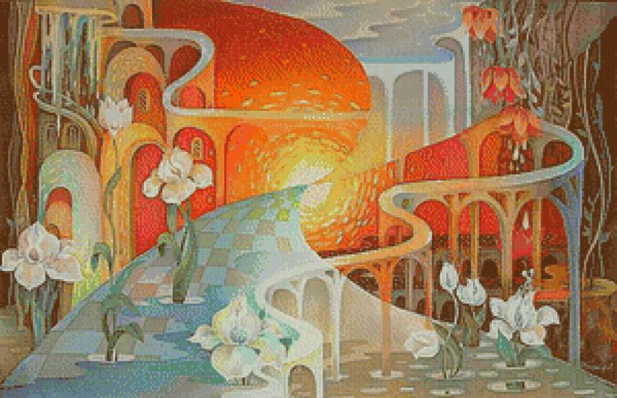 Цветочная абстракция - фэнтези, цветы, живопись, абстракция, картины - предпросмотр