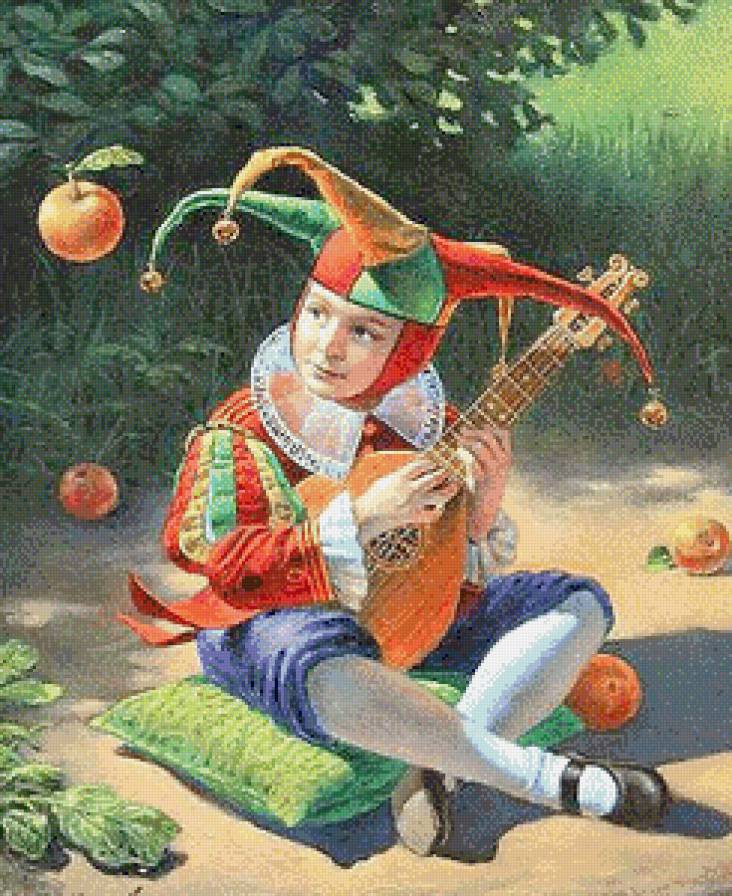 Мальчик-шут - дети, сюрреализм, живопись, шут, картины, мальчик - предпросмотр