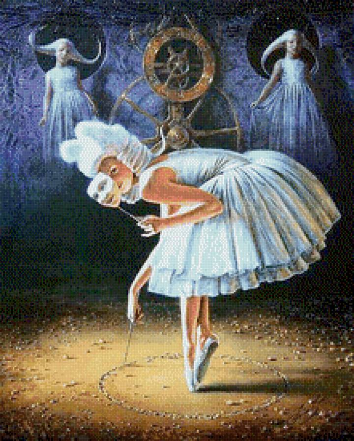 Ночное представление - танец, живопись, балет, картины, сюрреализм, люди, куклы, ночь - предпросмотр