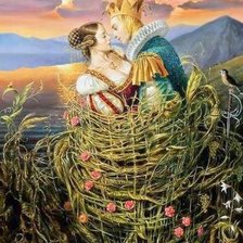 Схема вышивки «Свидание в плетеной корзине (сюрреализм)»