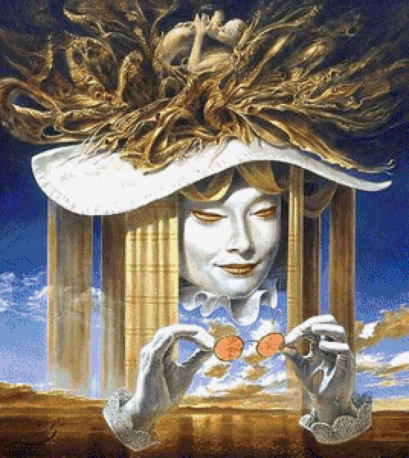 Любовь...взгляд через очки - сюрреализм, поцелуй.люди, любовь, живопись, картины, романтика - предпросмотр