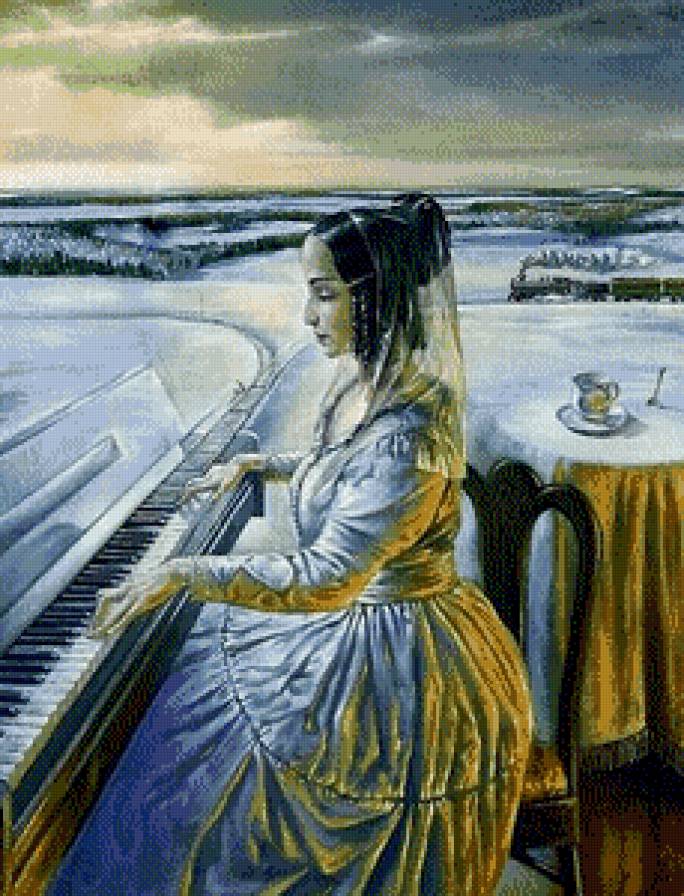 Анна (сюрреализм) - люди, дама, живопись, картины.сюрреализм, женщина.девушка, музыка - предпросмотр