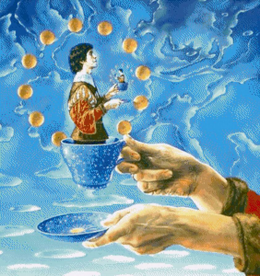 Чаепитие (сюрреализм) - чай, люди, катрины, сюрреализм, небо, живопись - предпросмотр