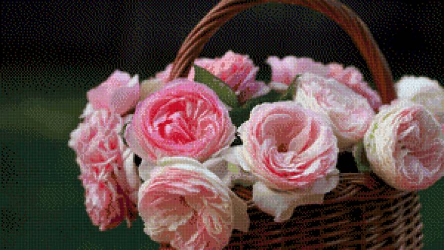 корзина с розами - цветы, розы, корзина, розовые - предпросмотр