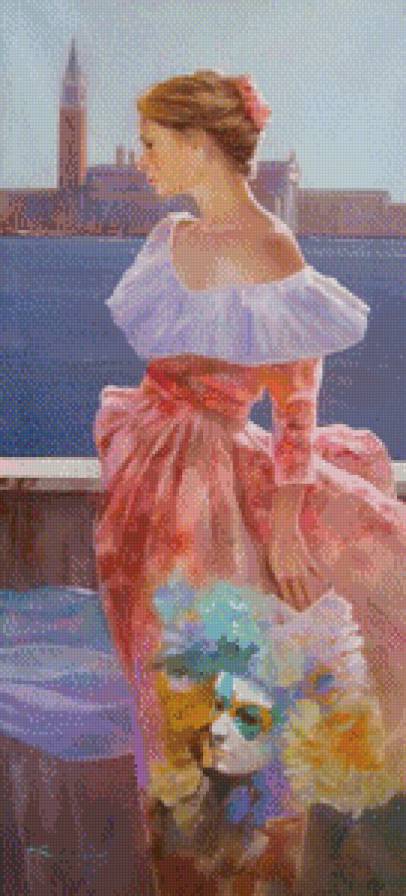 Карнавал - девушка, река, маски - предпросмотр