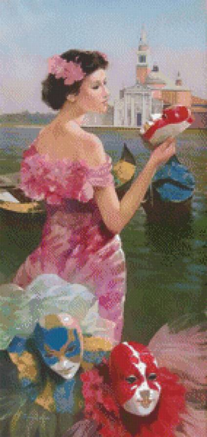 Маски - маски, девушка, река - предпросмотр