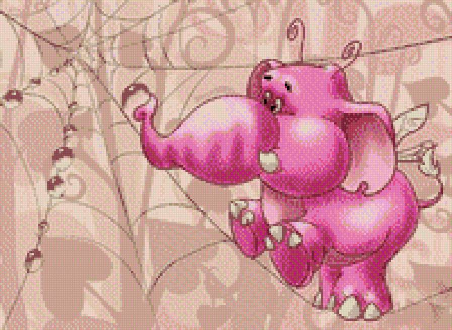 Розовый слон - слон, животные, мультики, деткам, детское - предпросмотр