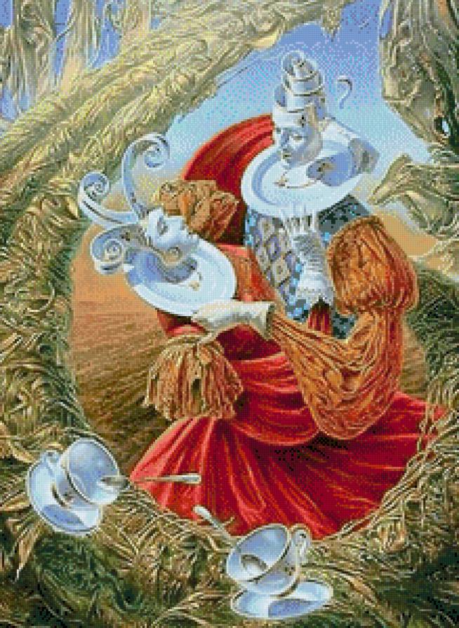 Утренний чай (сюрреализм) - чай, пара, любовь, картины, сюрреализм, романтика, живопись - предпросмотр