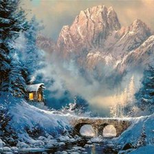 Схема вышивки «зима в горах»