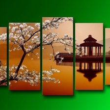 Схема вышивки «полиптих цветение сакуры»