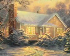 Схема вышивки «зимний домик»