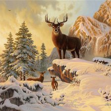 Схема вышивки «олени»