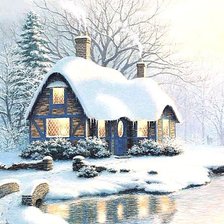 Схема вышивки «Зимний домик»