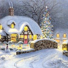 Схема вышивки «Зимний домик»