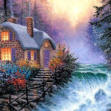 Схема вышивки «Домик у водопада»