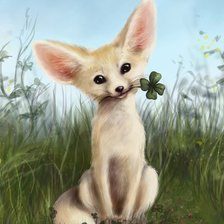 Схема вышивки «Фенек с клевером»