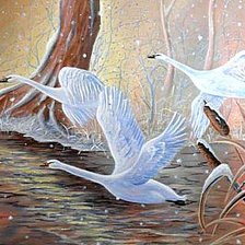 Схема вышивки «Лебеди над озером»