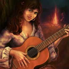 Схема вышивки «Цыганка с гитарой»