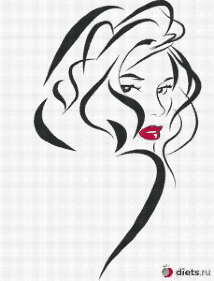 Девушка - монохром, контурная, красавица, девушка - предпросмотр