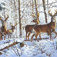 Схема вышивки «олени в зимнем лесу 2»