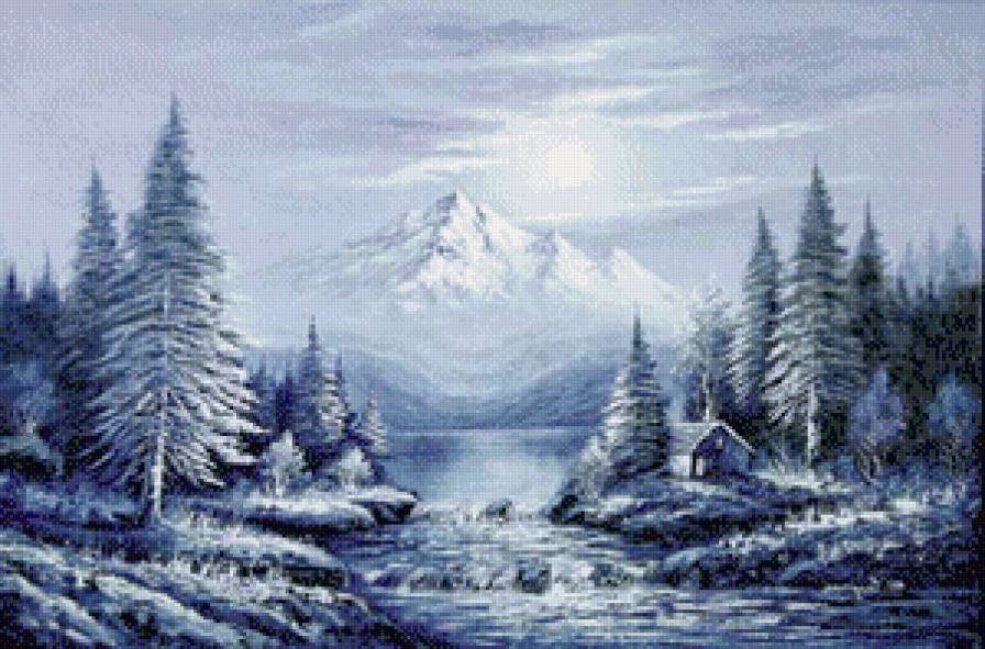 зимний пейзаж - природа, лес, зима, река, пейзаж, снег - предпросмотр