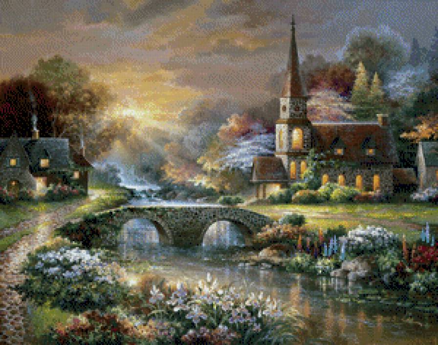 худ.Джеймс Ли Сказочные домики - картины, картина, пейзаж - предпросмотр