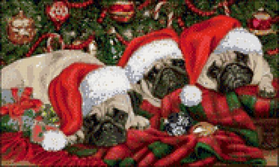 три мопса - новый год, собака, мопс - предпросмотр