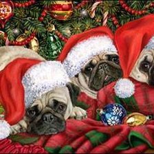 Схема вышивки «три мопса»