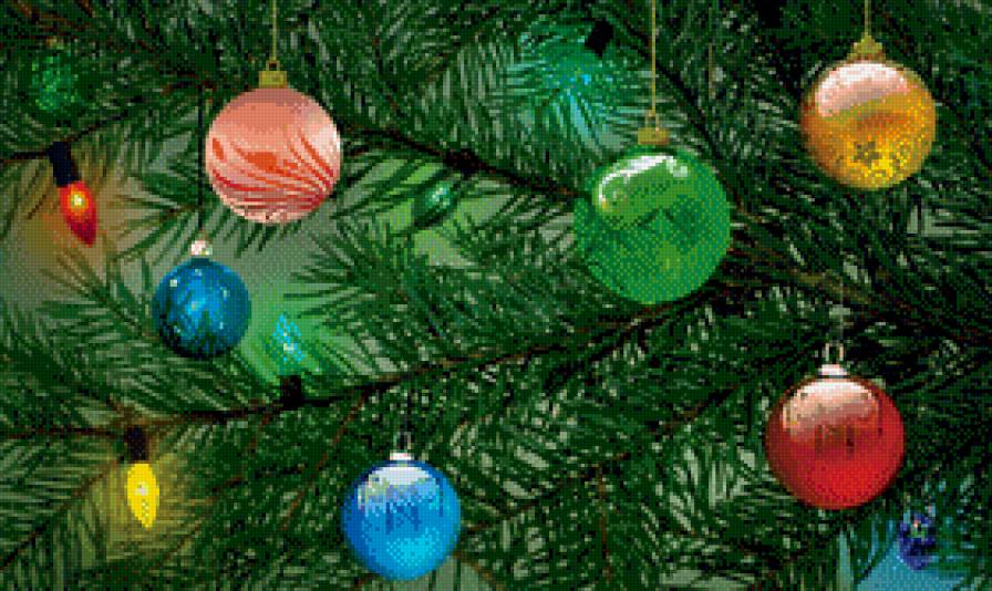 создаем  новогоднее настроение - гирлянда, игрушки, елка - предпросмотр