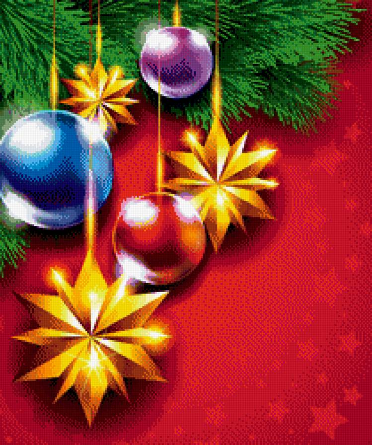 создаем  новогоднее настроение - елка, звезда, игрушки - предпросмотр
