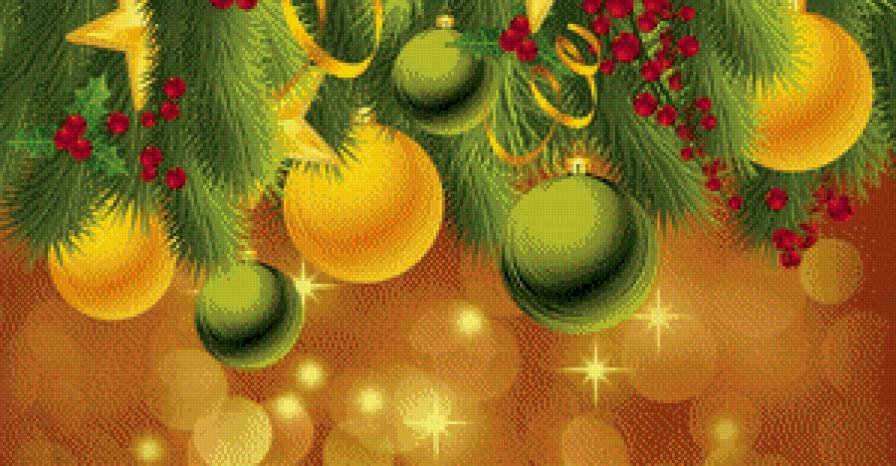 создаем  новогоднее настроение - гирлянда, звезда, остролист, игрушка, елка - предпросмотр