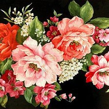 Схема вышивки «Цветы на чёрном»