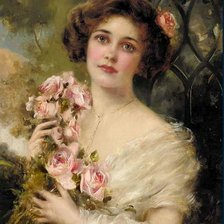 Схема вышивки «девушка с цветами»