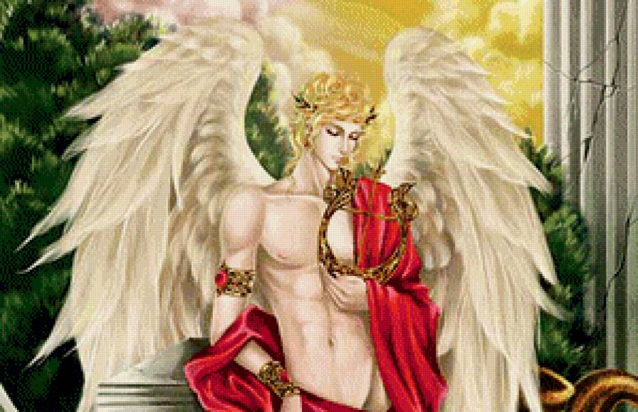 на развалинах Рима часть 1 - мужчина, парень, колонна, амфора, живопись, ангел, арфа, грусть - предпросмотр