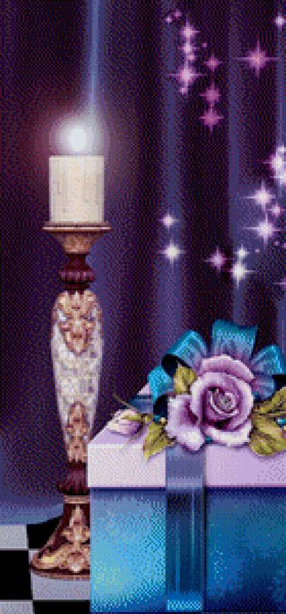 подарок - роза, огонь, бант, коробка, праздник, цветок, свеча, подсвечник - предпросмотр