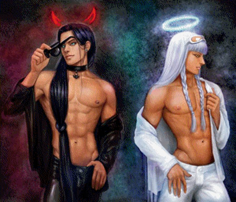 ангел и демон - живопись, парень, мужчина - предпросмотр