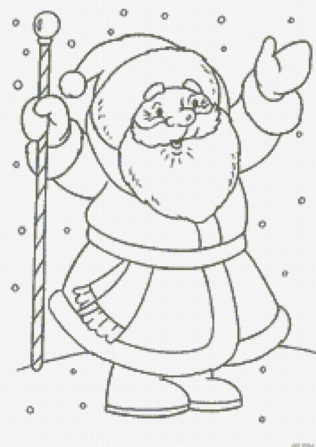 Дед мороз - праздник, контурная, дед мороз, новый год, зима, монохром - предпросмотр