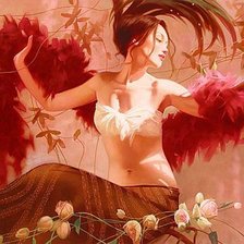 Схема вышивки «Девушка с боа»