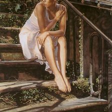 Схема вышивки «Девушка на лестнице»