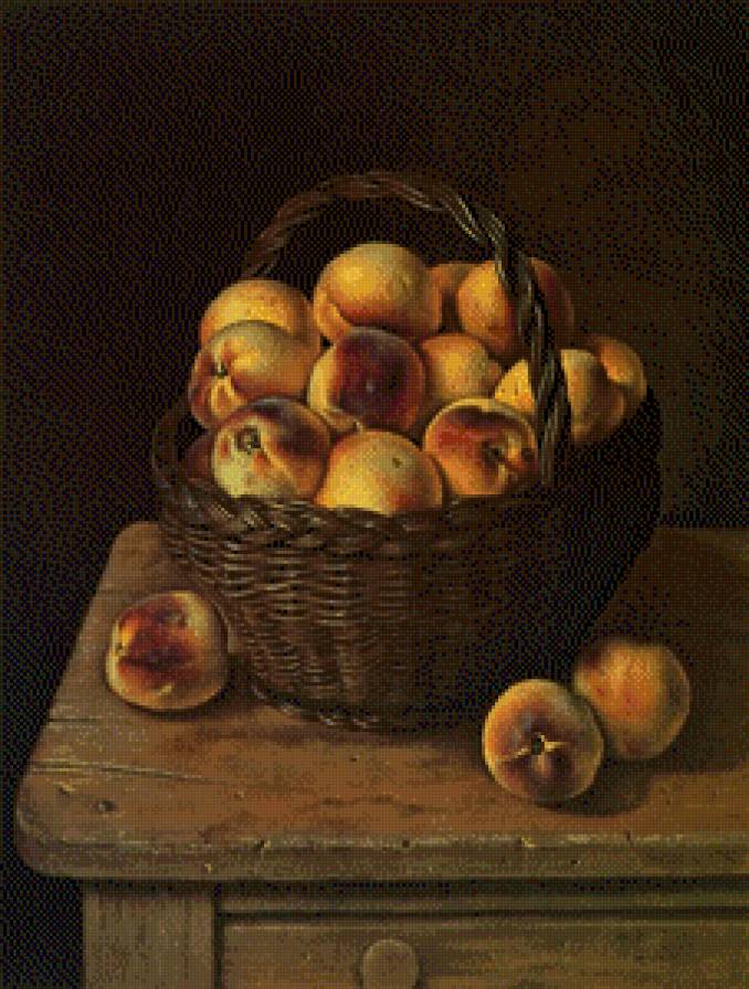 серия ,,натюрморт" - натюрморт.фрукты.корзина.персики - предпросмотр