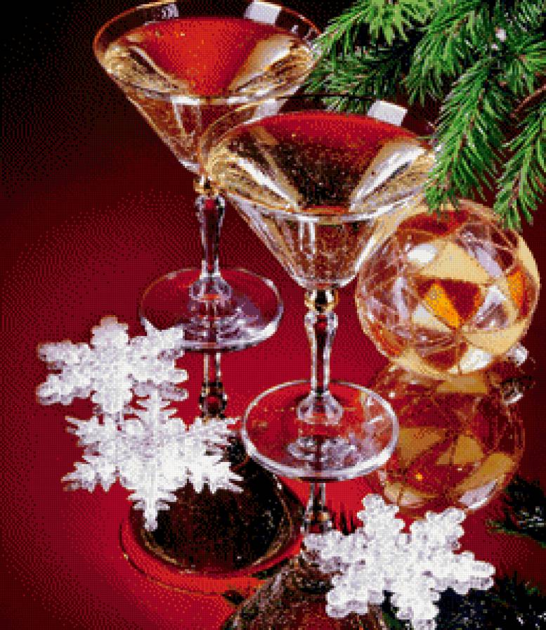 создаем  новогоднее настроение - игрушка, елка, шар, снежинка, шампанское, бокал - предпросмотр