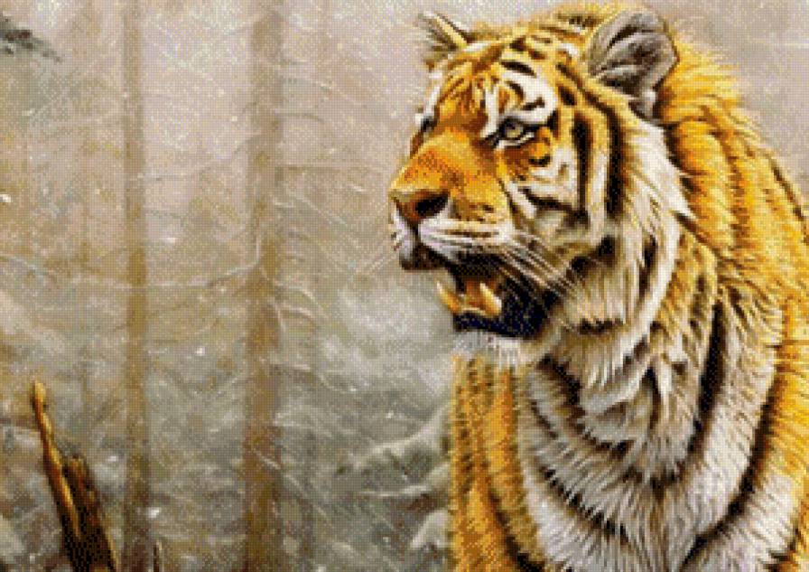 Тигр - животные, снег, зима, дикие кошки - предпросмотр