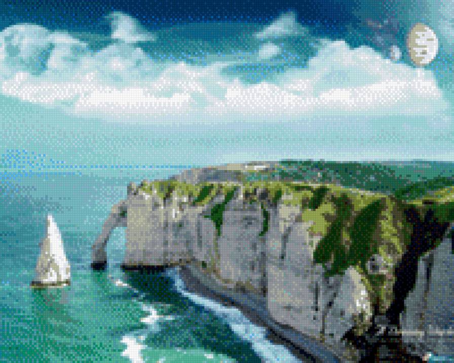 мир-загадка - скалы, фантастика, море, природа - предпросмотр