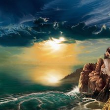 Схема вышивки «девушка и море»