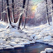 Схема вышивки «Лес в снегу»