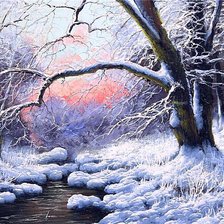 Схема вышивки «Лес в снегу»