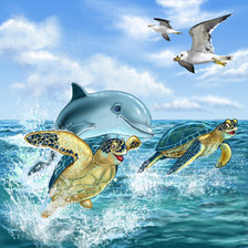 Схема вышивки «дельфин»