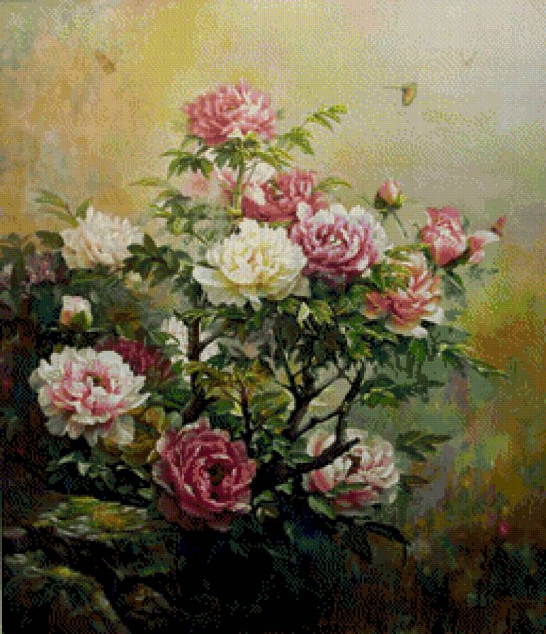 Piony-Jiang Zongqiang - cwety, ziwopis - предпросмотр